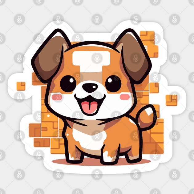 Cute dog with cubic background Sticker by etherElric